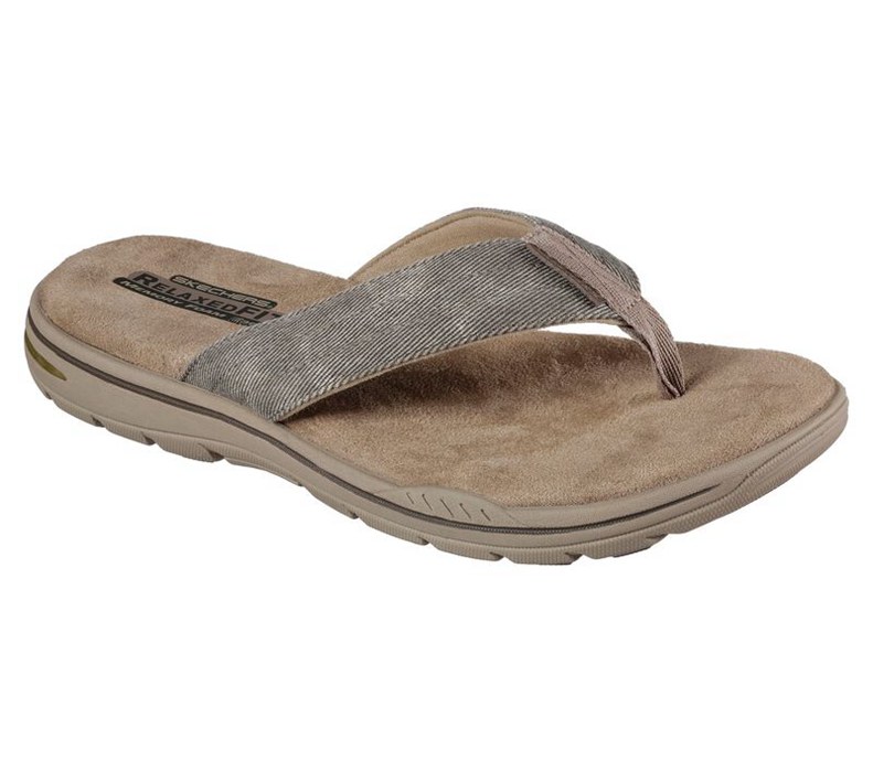 Skechers Relaxed Fit: Evented - Rosen - Mens Flip Flops Khaki [AU-NR9660]